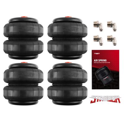 4PCS Air Suspension Spring Bags 2500lb For Heavy Duty 1/2"NPT 3/8"-16UNC